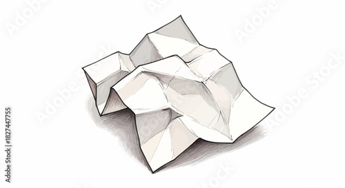 Crushed paper illustration, representing discarded ideas or a crumpled concept in a minimalist style