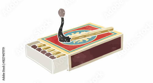 Vintage Matchbox with Burnt Matchstick A Nostalgic Reminder of Warmth and Utility