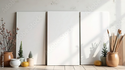 Blank canvas display mock-up with room decor