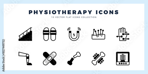 10 Physiotherapy Lineal Fill icons pack. vector illustration.