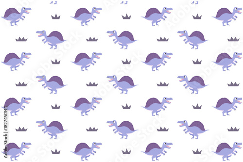 スピノサウルスと草原　パターン背景