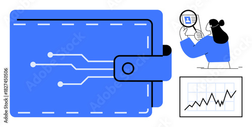 Digital wallet concept. Digital wallet as a secure tool, integrating technology with financial management. Digital wallet facilitating transactions and data tracking. For fintech, e-commerce