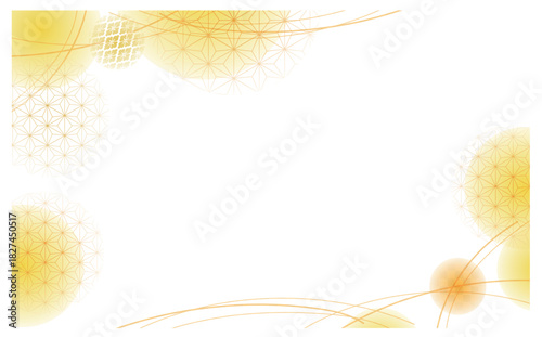 黄色い麻の葉模様の和風背景素材