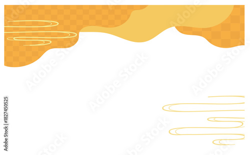 橙色の和柄背景装飾イラスト