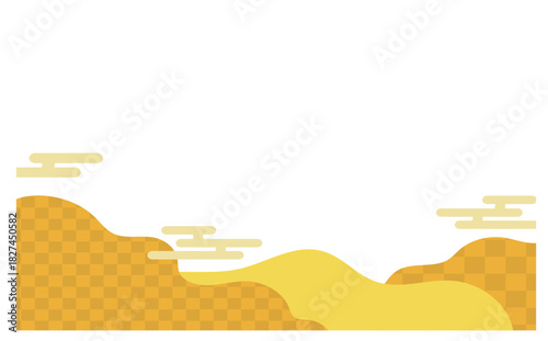 黄色いモダンな和柄背景フレーム素材