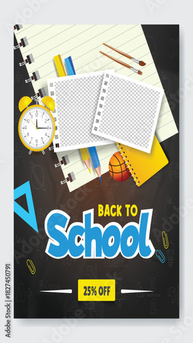 Back to school sale with discount and school supplies