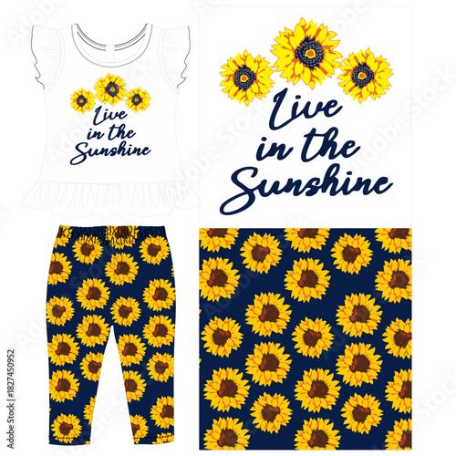 girls frocks with leggings flower yellow sunshine print 
