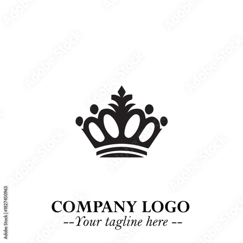 Elegant Black Crown Logo Symbol on a Clean White Background for Premium Branding Design