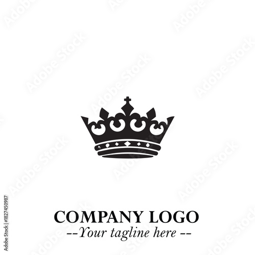 Elegant Black Crown Logo Symbol on a Clean White Background for Premium Branding Design
