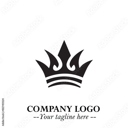 Elegant Black Crown Logo Symbol on a Clean White Background for Premium Branding Design