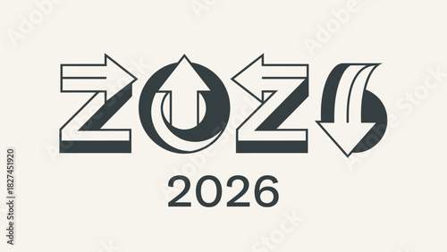 Modern 2026 Year Design with Dynamic Arrows Future Concept Illustration