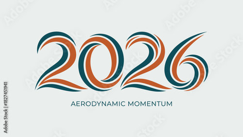Modern 2026 Year Design Aerodynamic Momentum Concept Graphic