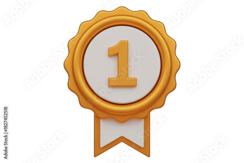 A gold medal with the number one prominently displayed signifies achievement and victory.