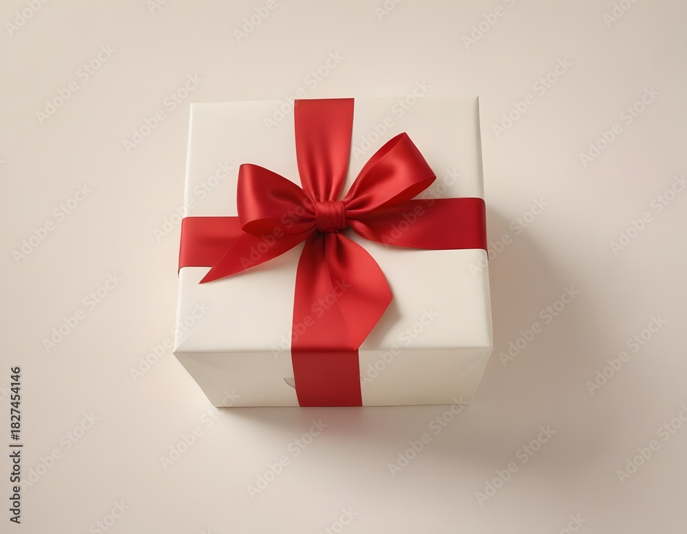 Obraz premium Gift box with a red bow on a colored background