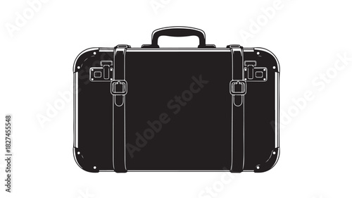 Black suitcase illustration classic travel baggage vector design element isolated on white background