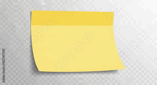 Realistic yellow sticky note on transparent background offering customizable space