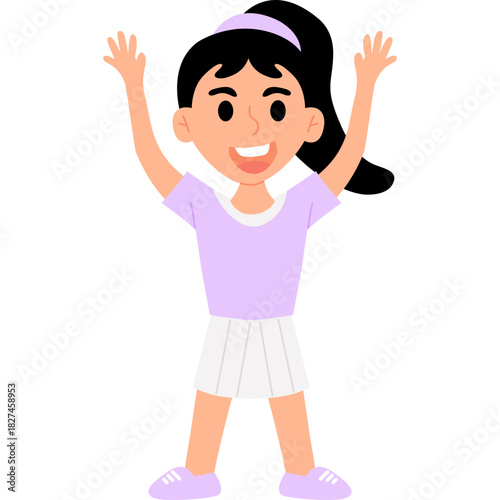 Girl with Hands raised illustration