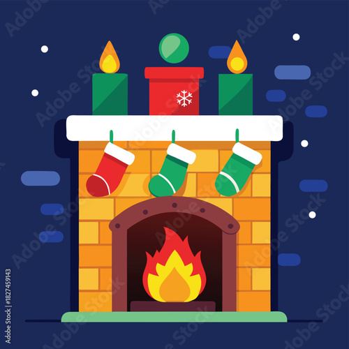 christmas fireplace with gifts