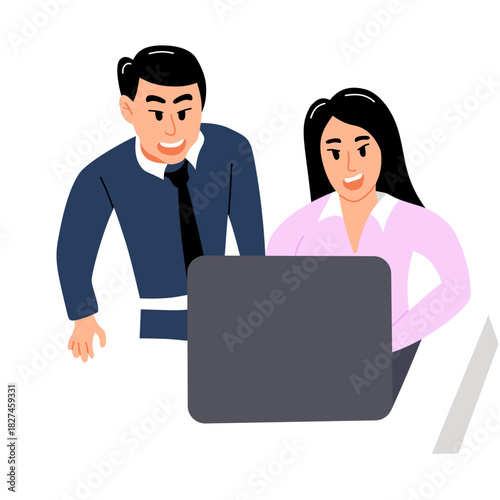 Business Colleagues Collaborating on Laptop