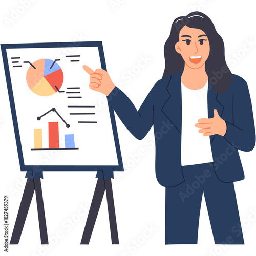 Businesswoman Presenting at Flip Chart Illustration