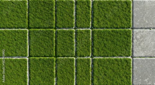 Green and Gray Paving Stones - A Textured Outdoor Surface.