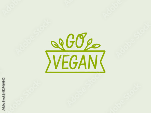The 'Go Vegan' logo with green leaves symbolizes sustainability and health, promoting a vegan lifestyle in an attractive and modern way for all plant-based advocates.