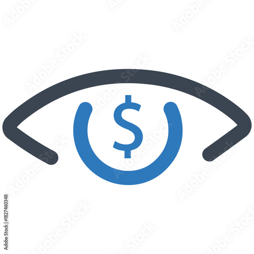 Financial Insight: An eye-catching graphic illustration symbolizing the concept of financial observation. It portrays a dollar sign within the pupil of an eye.