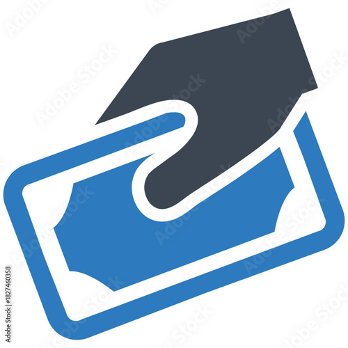 Financial Exchange: A stylized hand proffers a crisp banknote, symbolizing transactions, economics, and monetary value.