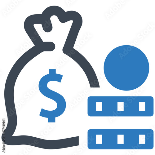 Wealth Accumulation Icon: Illustrating financial growth and wealth accumulation with a symbolic representation of a money bag and coins, conveying concepts of savings and investment.