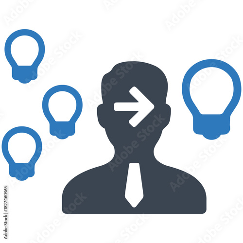 Idea Visualization: A conceptual illustration depicting a person, with a right-facing arrow indicating an idea flowing outward.