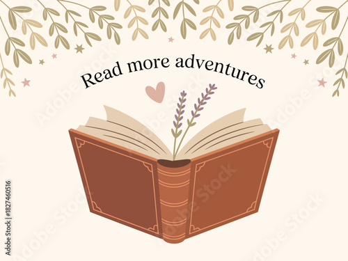 An inviting open book with flowers emerging from it, encouraging readers to embark on literary adventures filled with narratives that inspire and uplift.