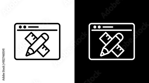 Design Tools White Icon Set Vector 