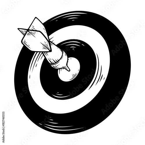 dart board target vector line art hand drawn illustration