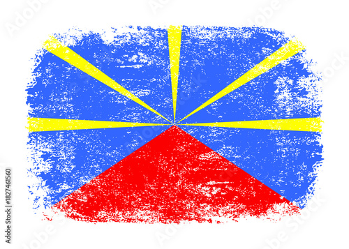 Reunion flag png. Isolated grunge brush stroke flag of La Reunion illustration transparent png