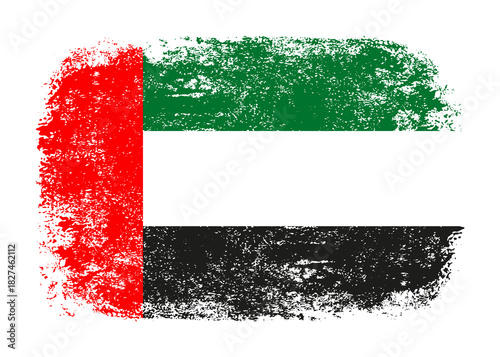 Uae flag png. Isolated grunge brush stroke flag of united arab emirates illustration transparent png