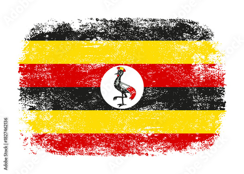 Uganda flag png. Isolated grunge brush stroke flag of Uganda illustration transparent png