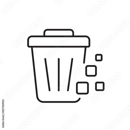A vector icon representing data deletion with a trash bin, created in line style with editable stroke