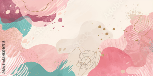 Vintage floral pattern vector illustration with pink spring flowers, butterflies, and grunge art decoration for a beautiful abstract background design