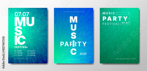 Musical party posters set. Colorful templates for your event.