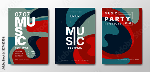 Set of music posters with abstract colorful background.