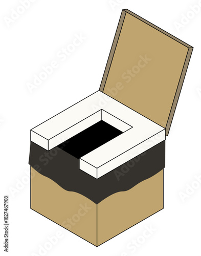 防災用・災害用の家庭用組み立てダンボールトイレのイラスト