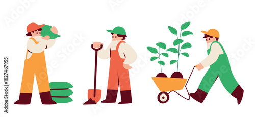 Illustration of a civil engineering and horticulture worker