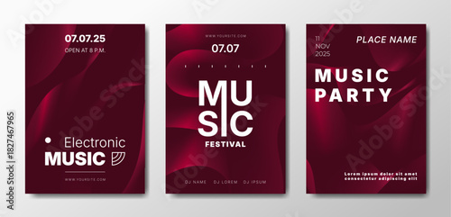 Musical party posters set. Colorful templates for your event.