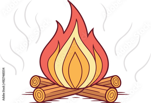 Camping Fire Illustration Design. Campfire Outline Drawing Set. Outdoor Campfire Flame Design. Camping Firewood Flame Art. Campfire Line Art Design. Outdoor Fire Illustration Pack. Campfire Flame Draw