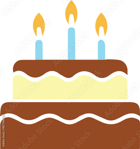 Delicious layered birthday cake with colorful decorations