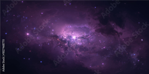 Bright blue abstract space background with stars, a night sky galaxy nebula, and cosmos universe light