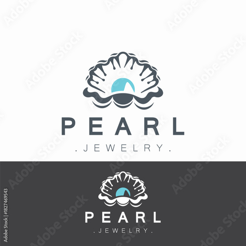Pearl Shell or jewelry logo elegant and luxury beauty and fashion