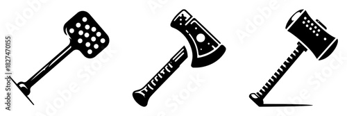 Tools of the trade: Hammer axe and mallet illustrations.