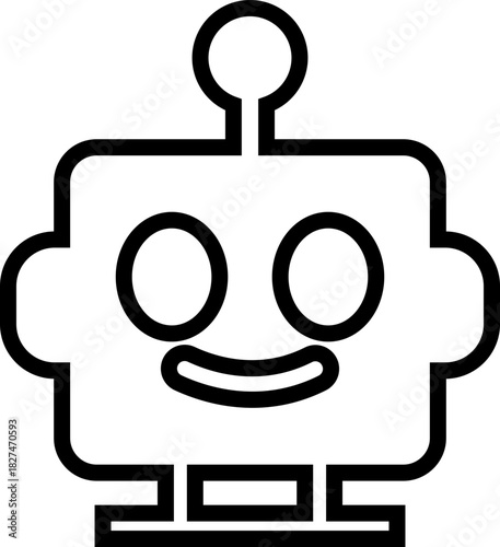 Robot face icon in line artificial intelligence AI chatbot android avatar head symbol pack, robotics automation machine humanoid bot kit, synonym cyborg AI digital assistant