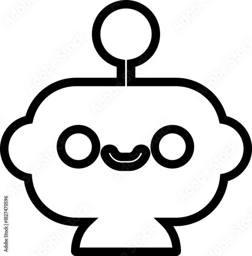 Robot face icon in line artificial intelligence AI chatbot android avatar head symbol pack, robotics automation machine humanoid bot kit, synonym cyborg AI digital assistant